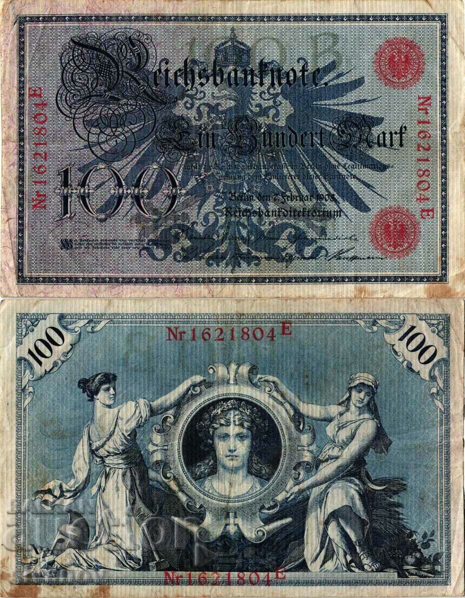 Germany 100 Marks 1908 red stamp #4345