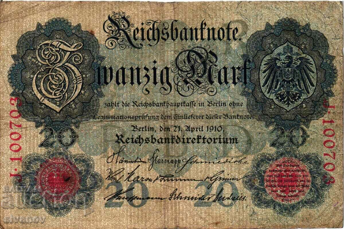 Germany 20 Marks 1910 6 digit number #4347 with price 4.99 BGN | € 2.55 Germany 20 Marks 1910 6 digit number #4347 with price 4.99 BGN | € 2.55