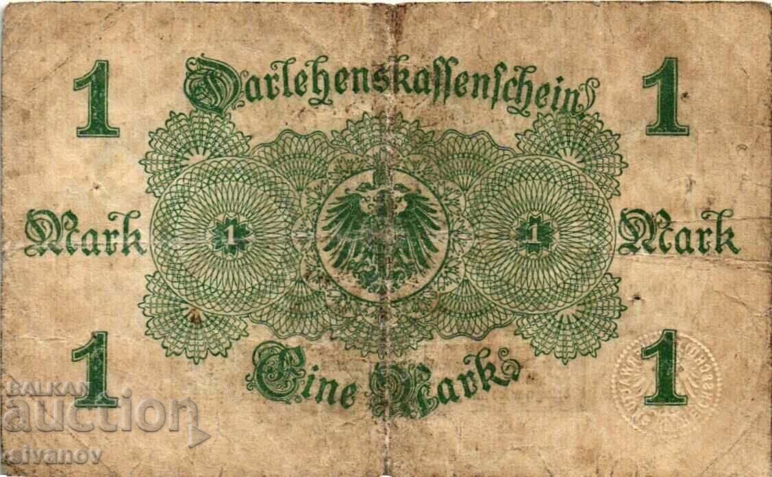 Auction Germany 1 Mark 1914 red number, white background #4352 Auction Germany 1 Mark 1914 red number, white background #4352