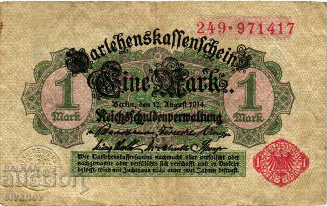 Germany 1 Stamp 1914 red number, color background #4353 with price 3.49 BGN | € 1.78 Germany 1 Stamp 1914 red number, color background #4353 with price 3.49 BGN | € 1.78