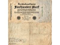 Germania 500 de mărci 1922 verde număr din 7 cifre #4366