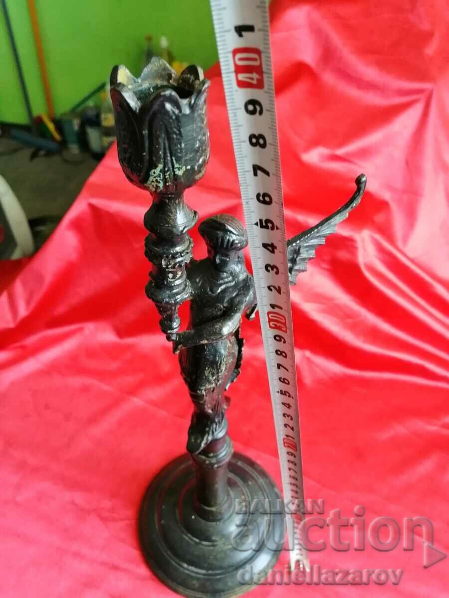 Αντικέ Γοτθικό αγαλματίδιο, φιγούρα, κηροπήγιο - 5
