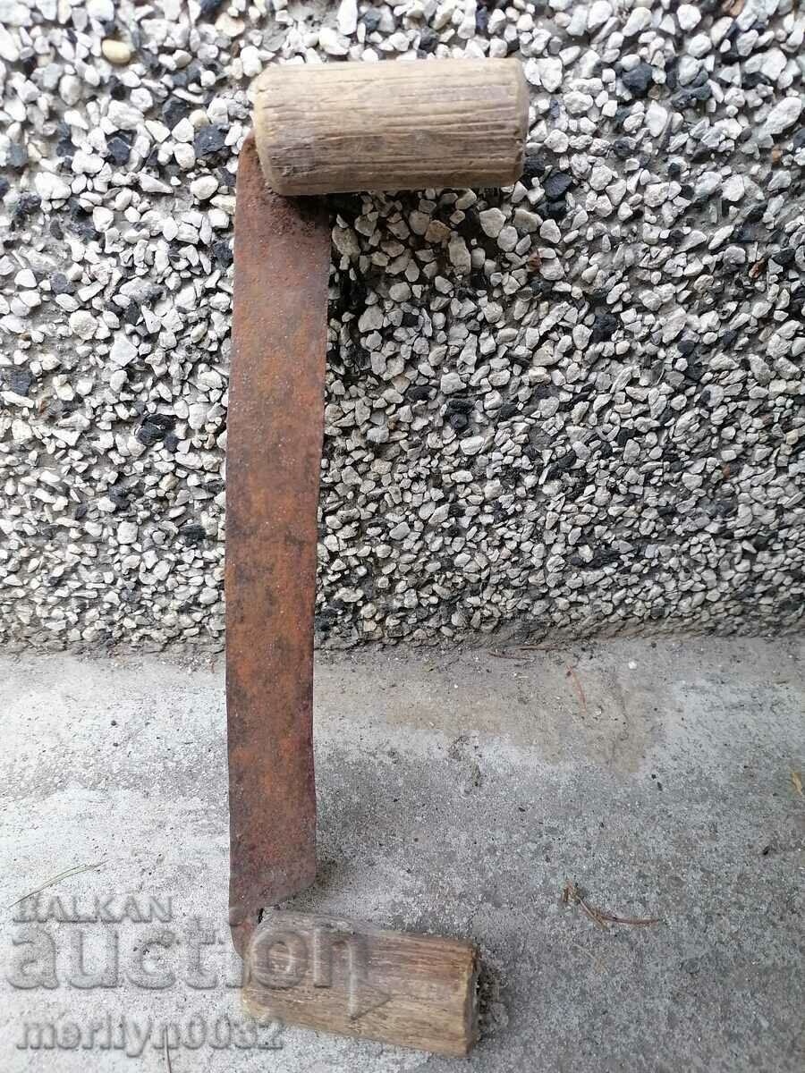 Licitație Vechi din fier forjat lemn instrument RUKAN razatoare Licitație Vechi din fier forjat lemn instrument RUKAN razatoare