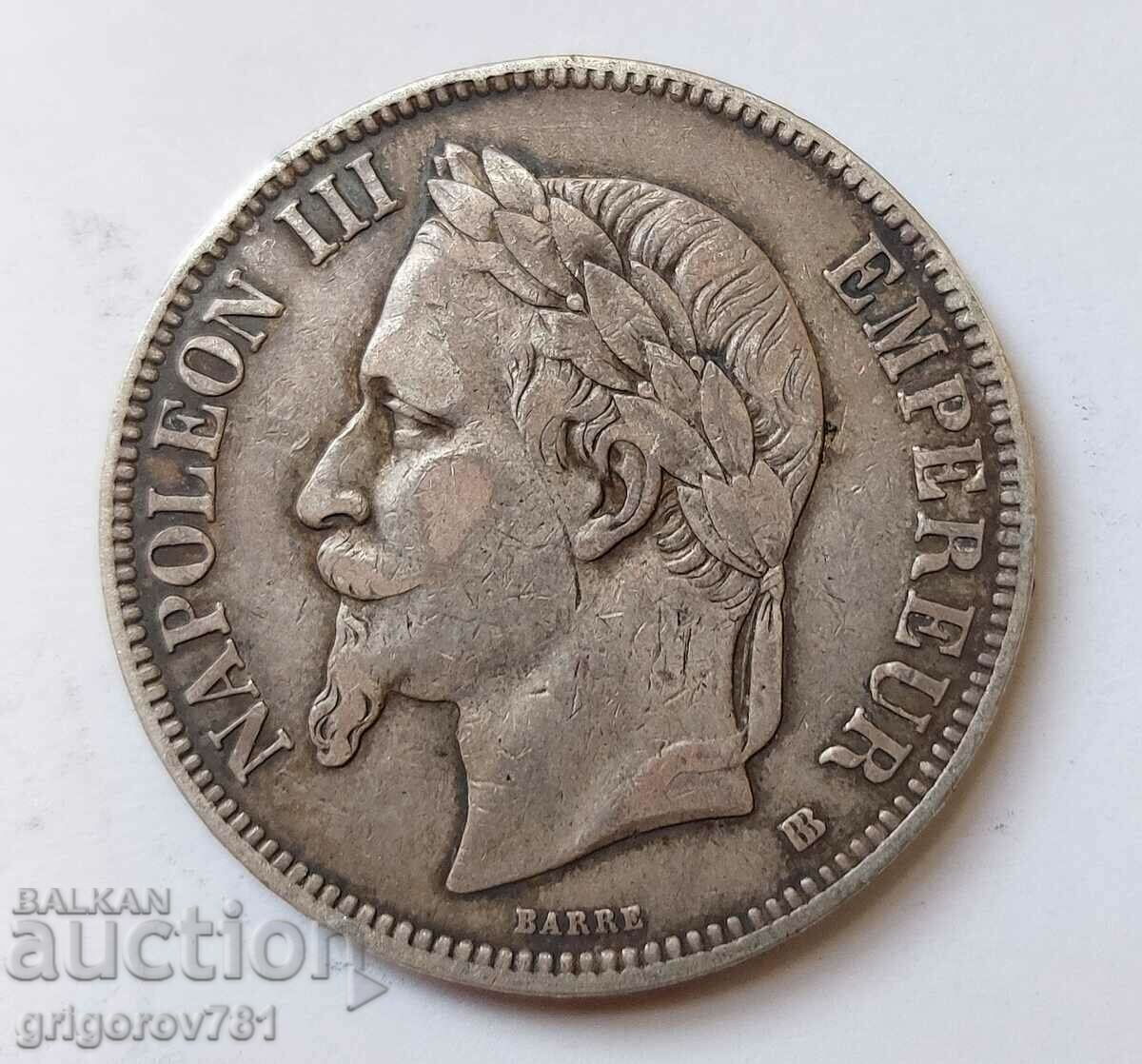 5 Φράγκα Ασήμι Γαλλία 1868 BB - Ασημένιο νόμισμα #73