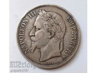 5 франка сребро Франция 1868 ВВ - сребърна монета #73