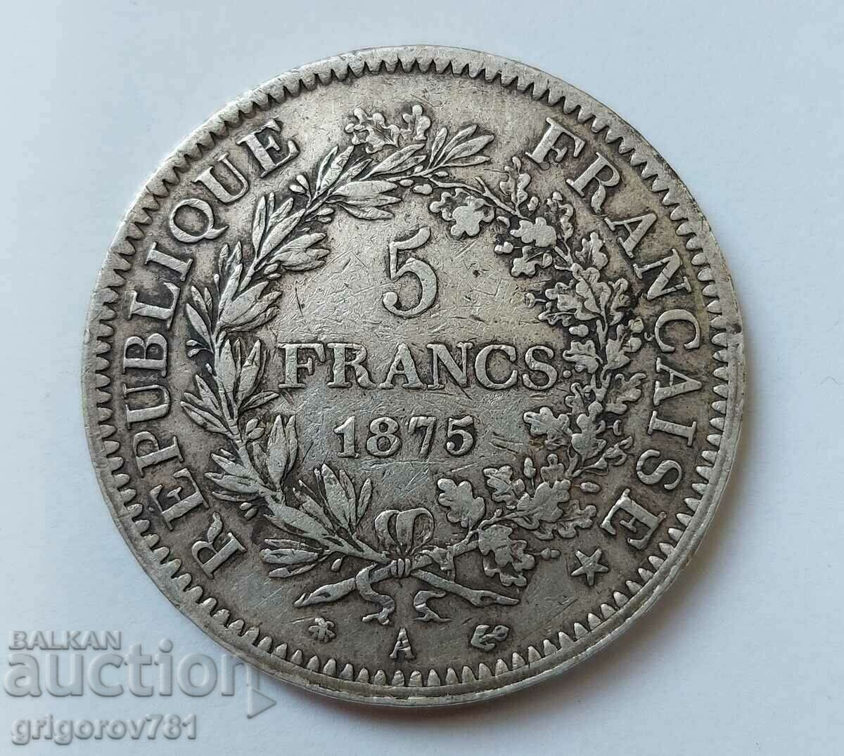 5 Φράγκα Ασήμι Γαλλία 1875 Α - Ασημένιο νόμισμα #76