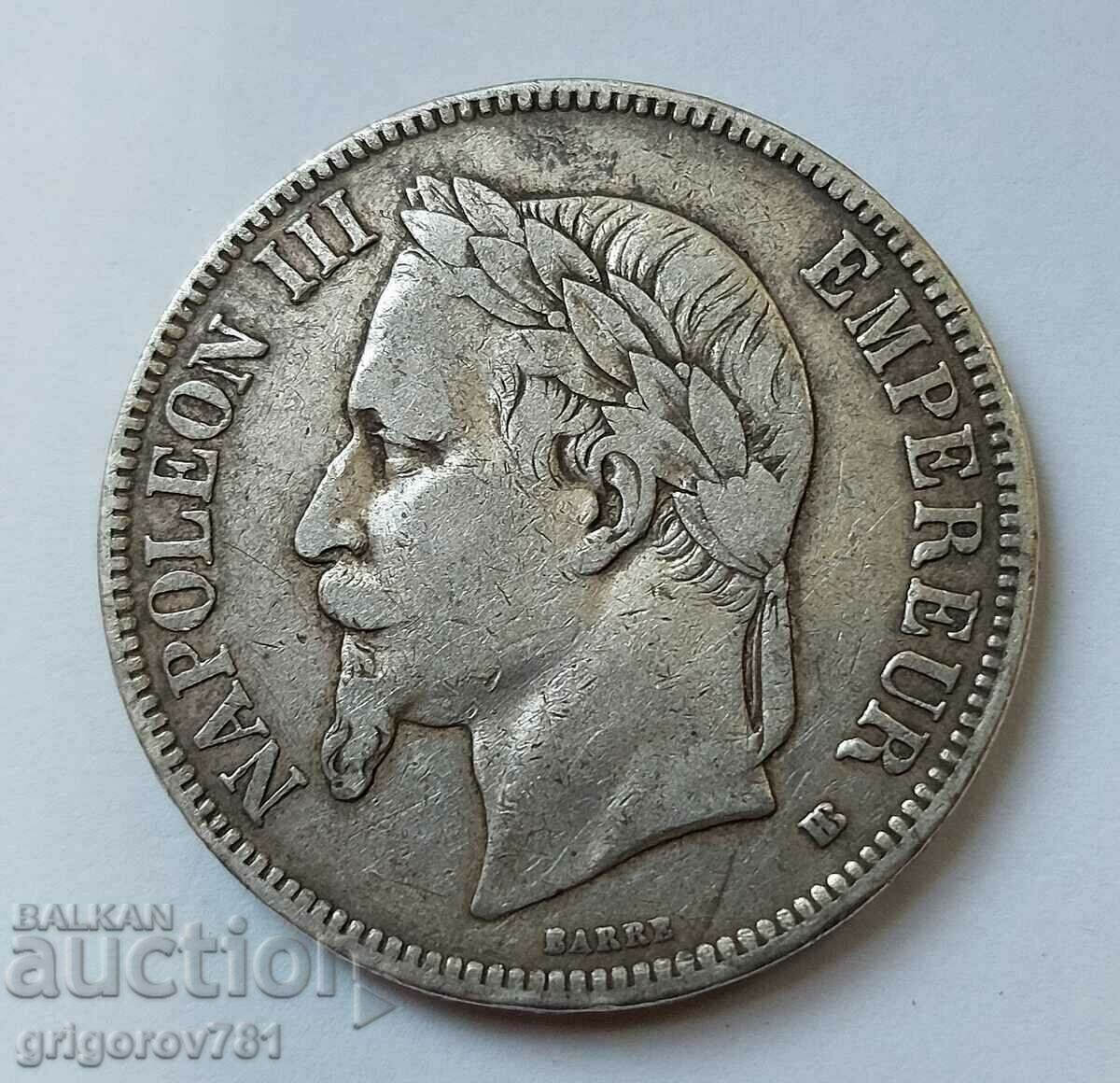 5 Φράγκα Ασήμι Γαλλία 1869 BB - Ασημένιο νόμισμα #77