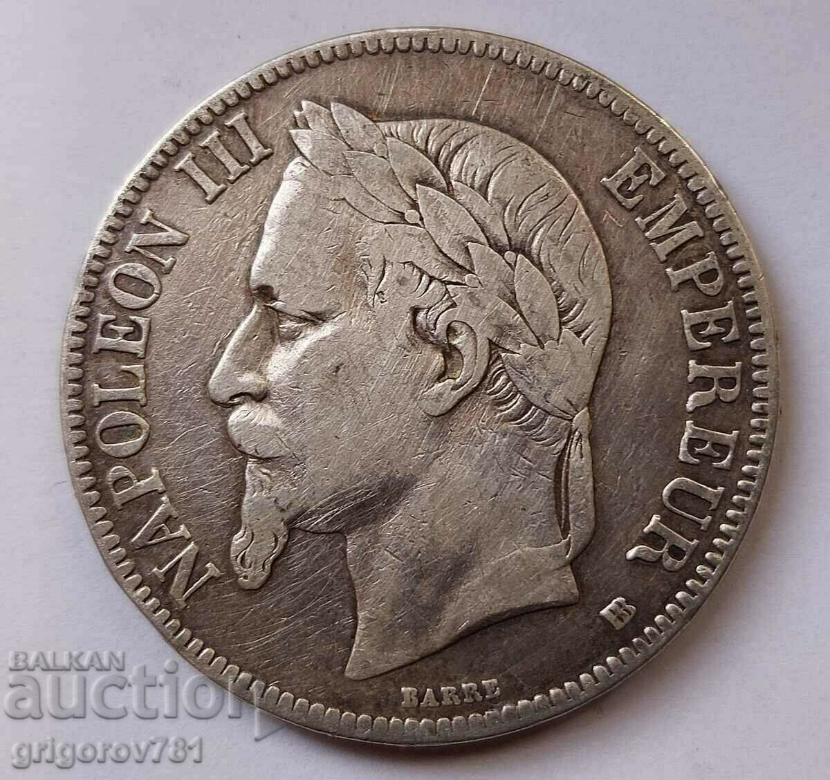 5 Francs Silver France 1868 BB - Silver Coin #82