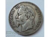 5 франка сребро Франция 1869 ВВ - сребърна монета #85