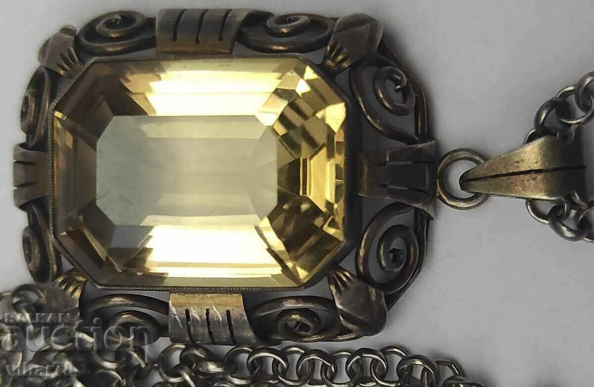 Delivery of OLD HUGE CITRINE SILVER PENDANT Delivery of OLD HUGE CITRINE SILVER PENDANT