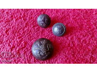 Lot of 3 Old Military Buttons Principality Kingdom of Bulgaria
