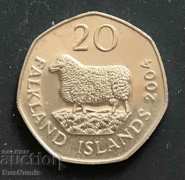 Falkland Islands. 20 pence 2004 UNC.