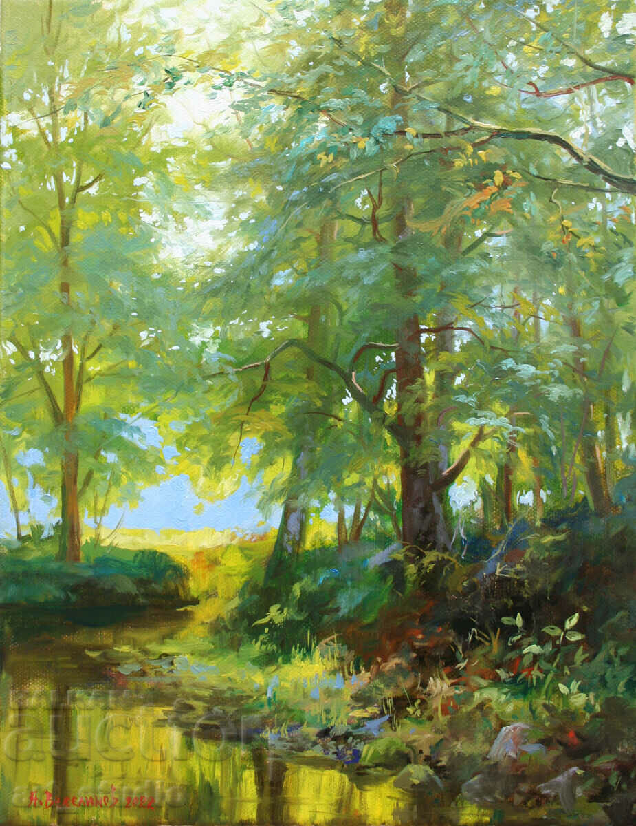 Forest landscaping - oil paints