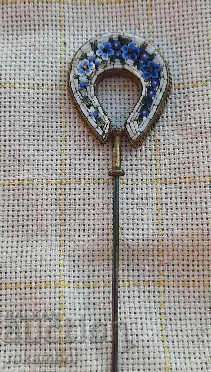 Уникална игла за шапка Венециянска мозайка