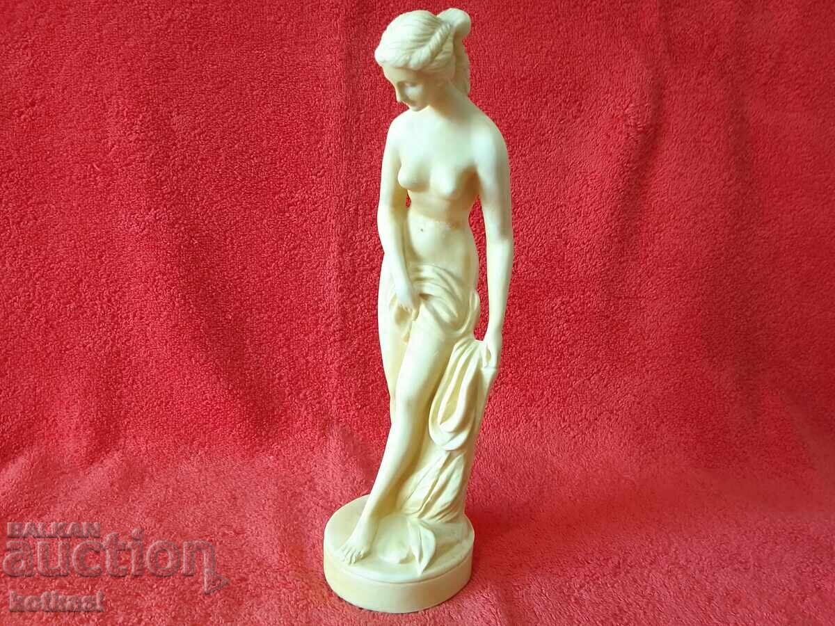Figure of Venus Bathing A. Santini Italy Alabaster Marked Figure of Venus Bathing A. Santini Italy Alabaster Marked