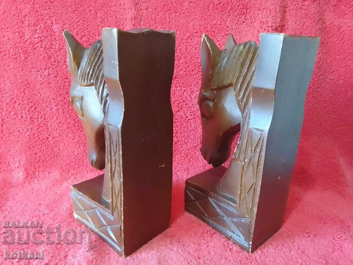Book stopper Horses Wood carving height 20.50 cm. - 5 Book stopper Horses Wood carving height 20.50 cm. - 5