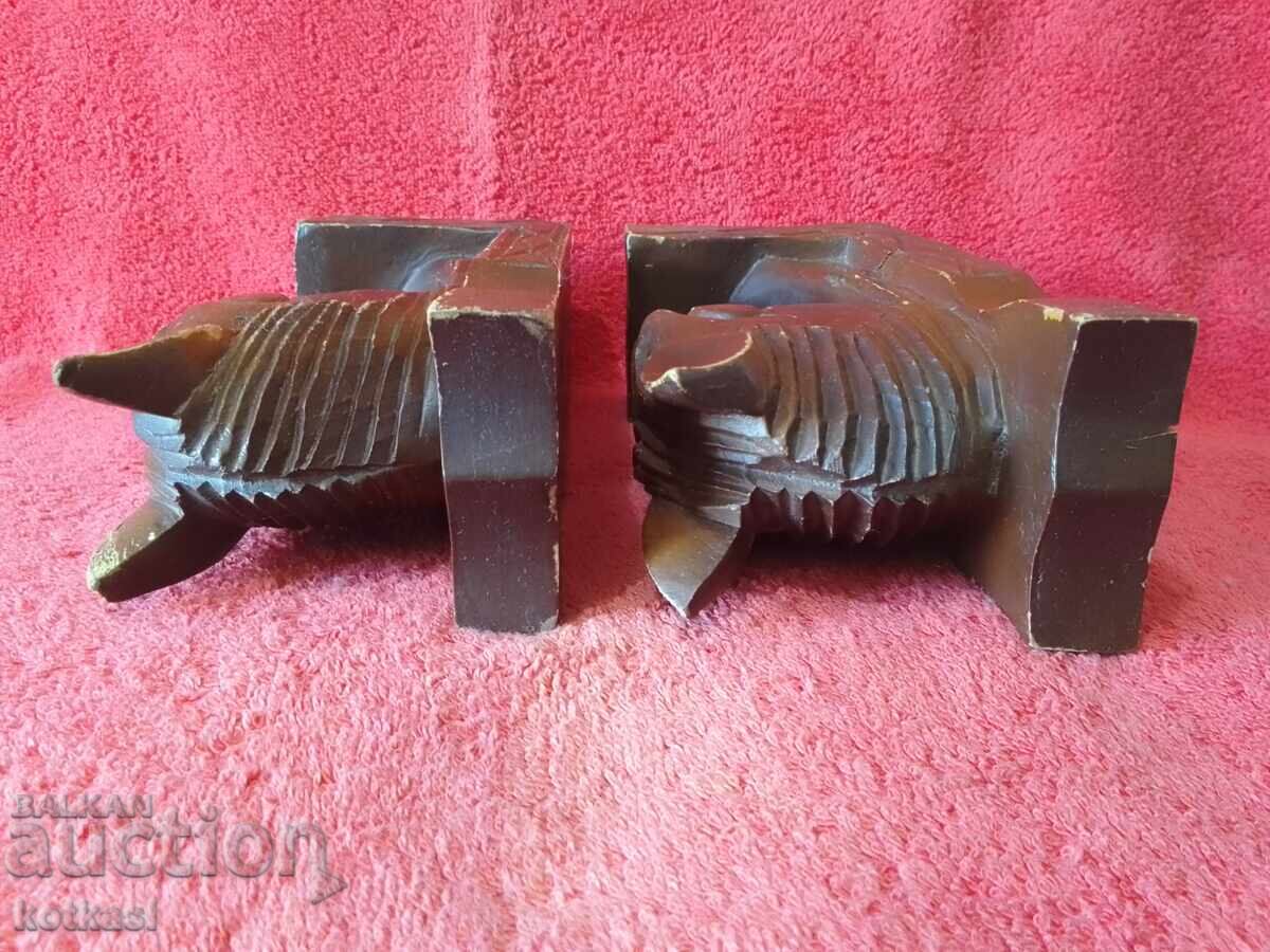 Book stopper Horses Wood carving height 20.50 cm. - 6 Book stopper Horses Wood carving height 20.50 cm. - 6