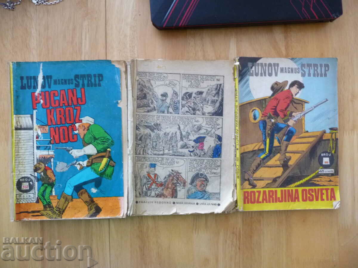 Trei benzi desenate vechi cowboy tigru aventură retro