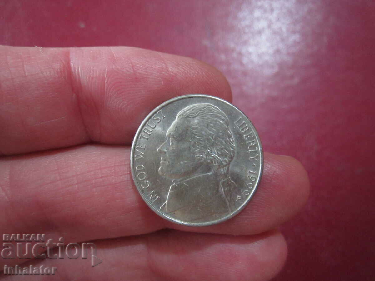 1999 год САЩ 5 цента буква Р