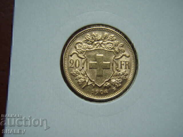 Livrarea 20 franci 1904 Elveția - AU/Unc (aur)