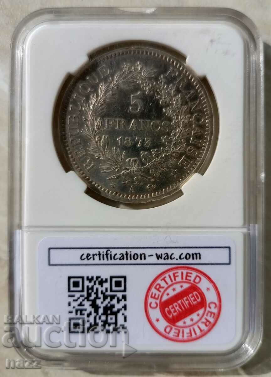 France 5 Francs 1873 A / Silver with price 100.00 BGN | € 51.13 France 5 Francs 1873 A / Silver with price 100.00 BGN | € 51.13