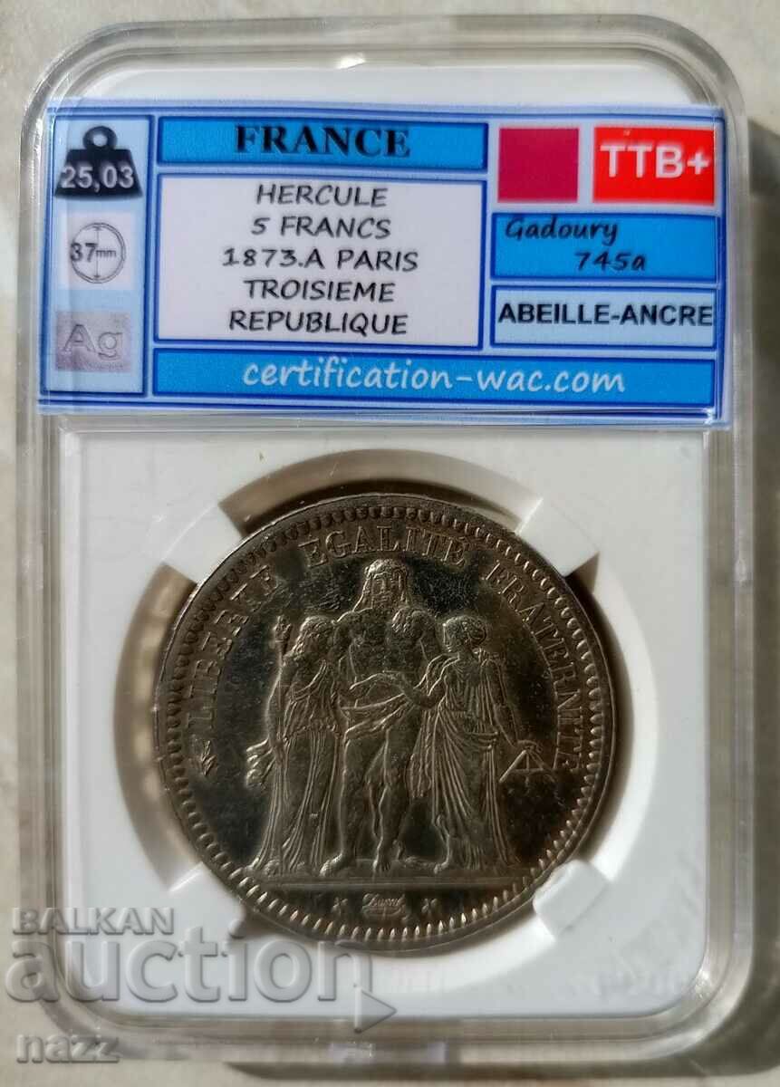 Франция 5 франка 1873 A / сребро