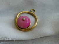 Gold-plated silver medallion with rubellite