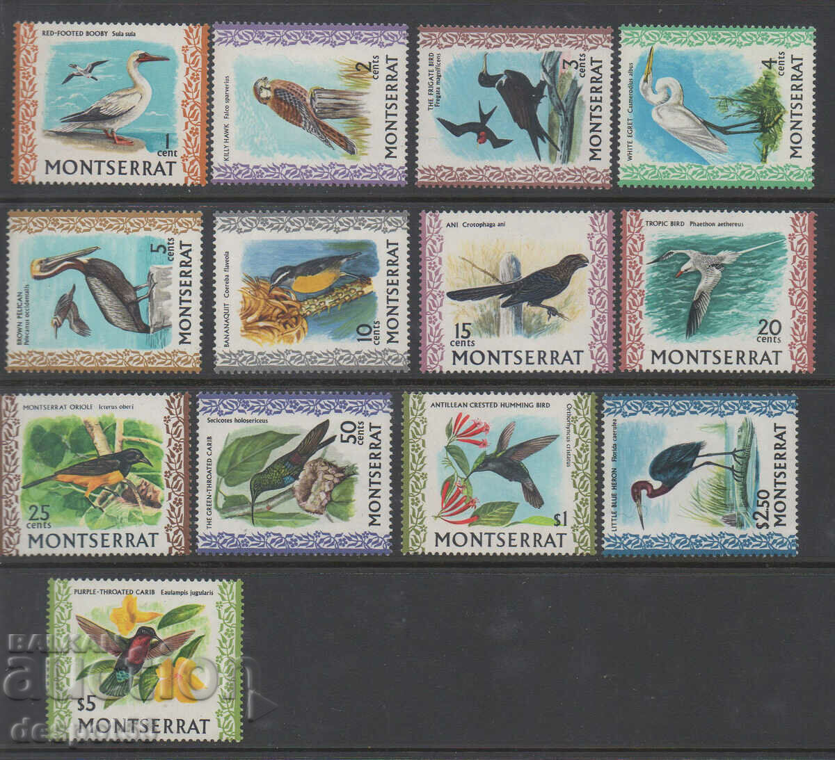 1970-74. Монтсерат. Местни птици.