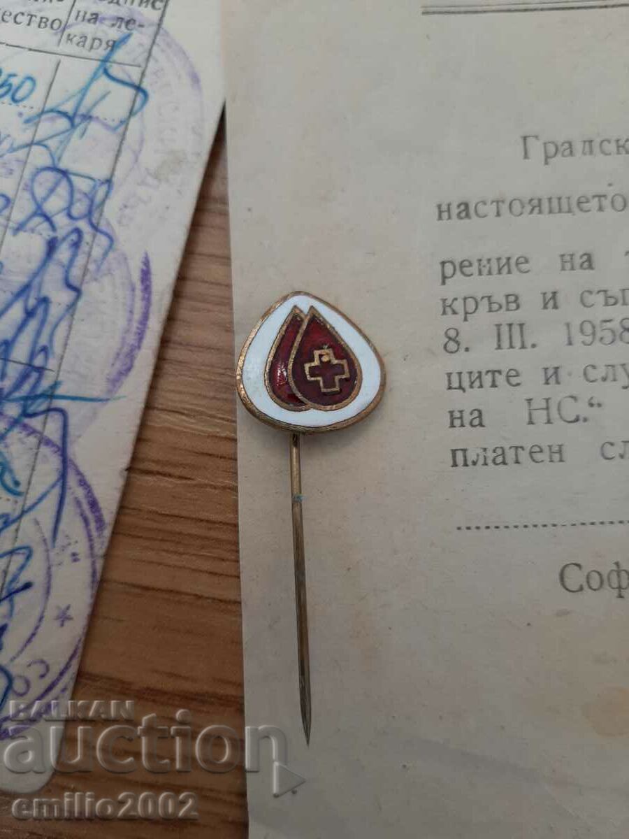 Delivery of Badge and documents blood donor 1965 retro social Delivery of Badge and documents blood donor 1965 retro social