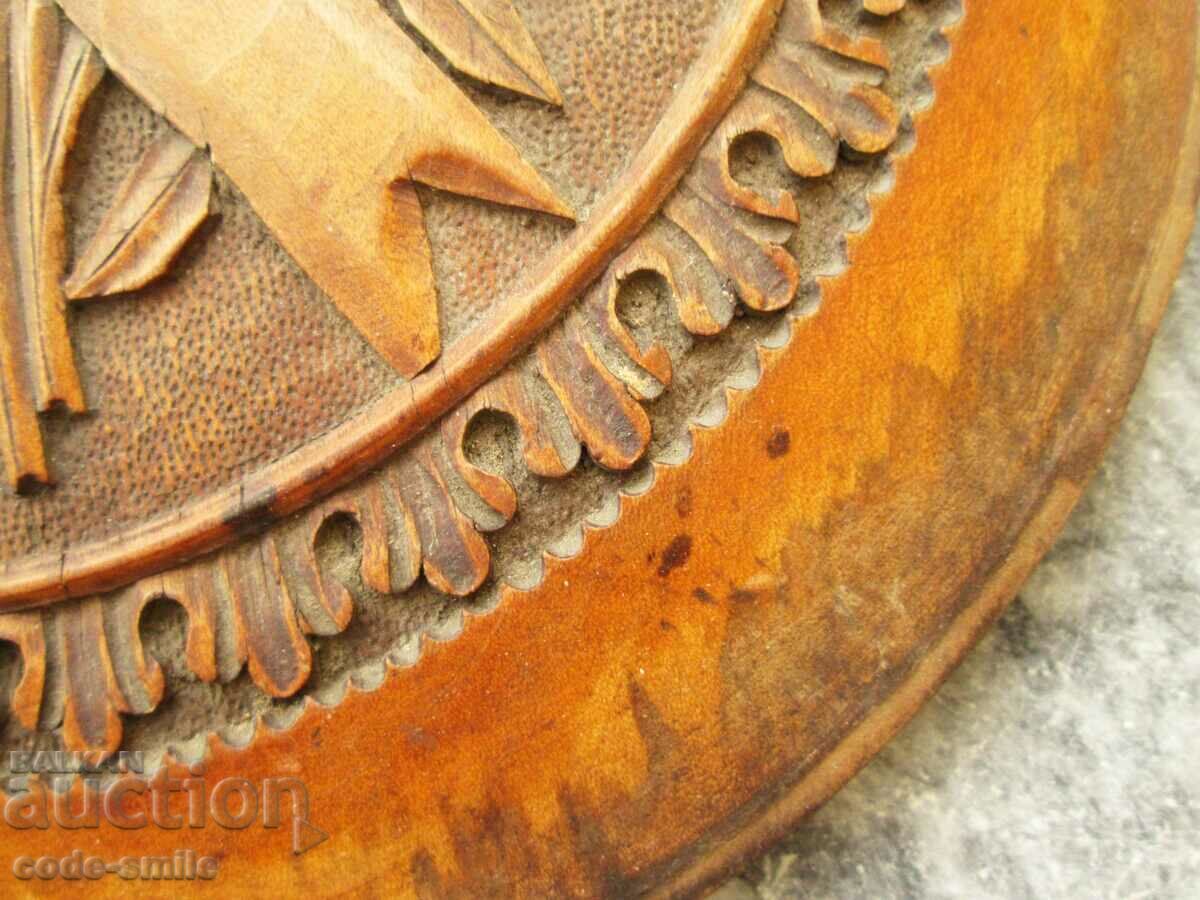 Delivery of Old vintage wooden advertising panel wood carving Delivery of Old vintage wooden advertising panel wood carving