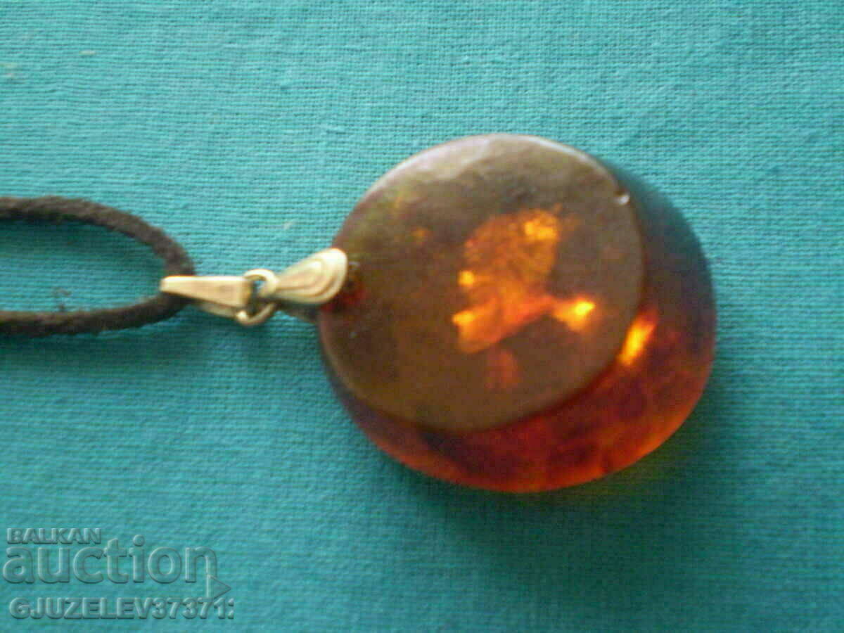 Auction pendant medallion silver 875 amber USSR Auction pendant medallion silver 875 amber USSR