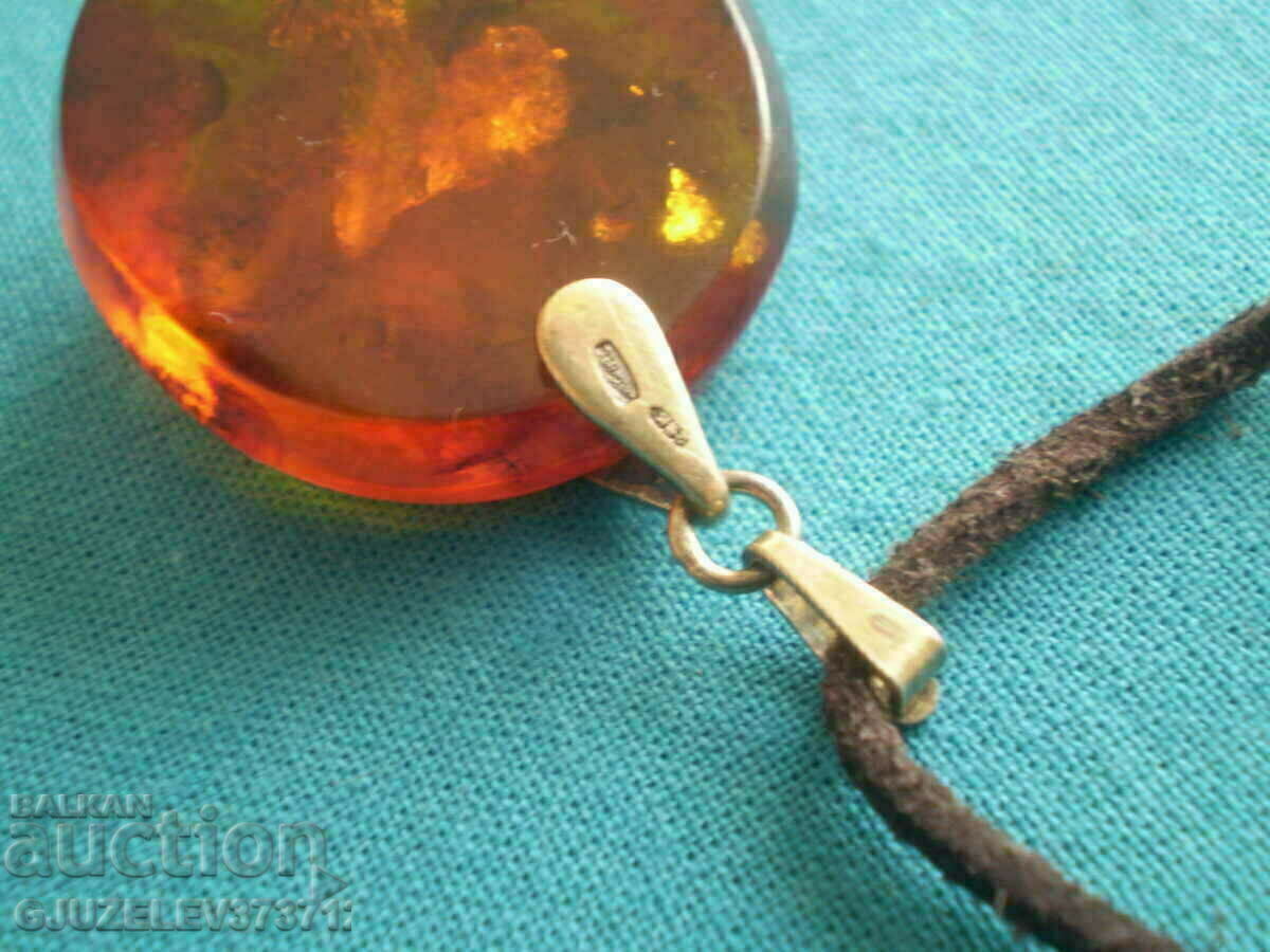 Delivery of pendant medallion silver 875 amber USSR Delivery of pendant medallion silver 875 amber USSR