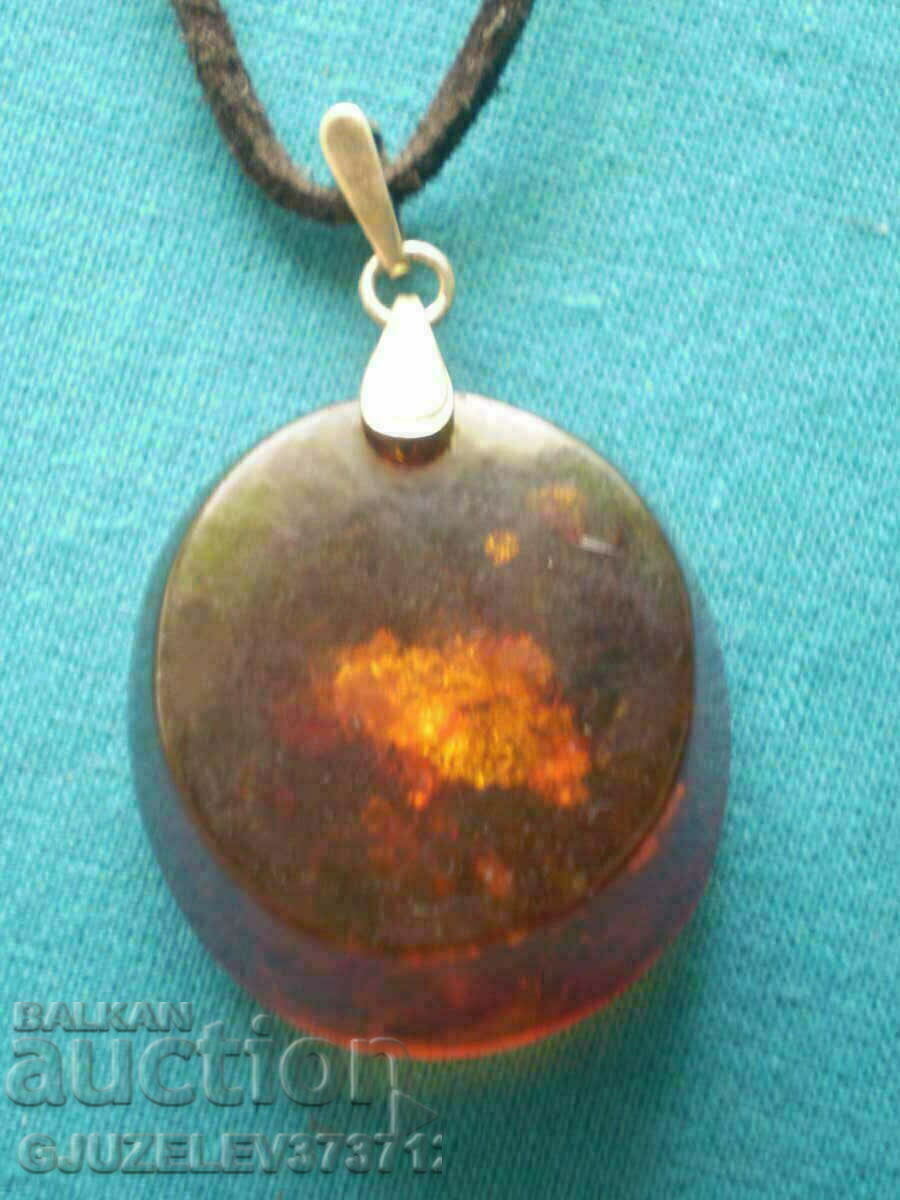 μενταγιόν μετάλλιο ασήμι 875 κεχριμπάρι ΕΣΣΔ