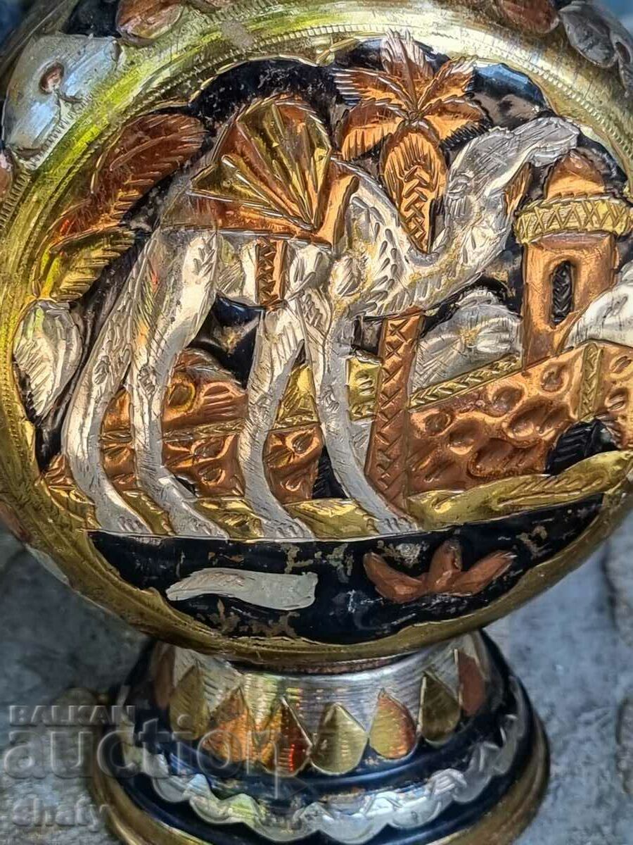 Delivery of A unique bronze kettle with plates. Bronze jug.