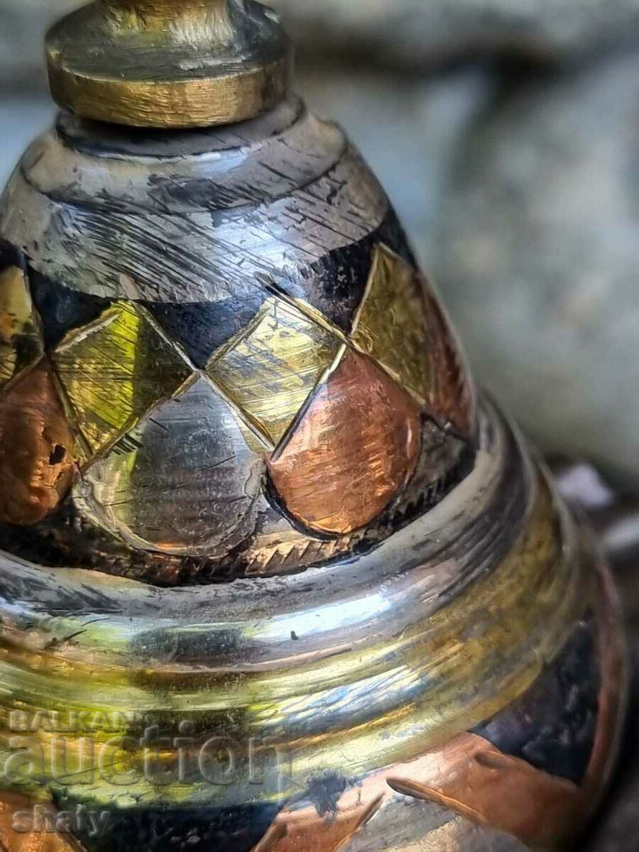 A unique bronze kettle with plates. Bronze jug. - 6