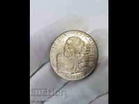 Сребърна юбилейна монета 5 лв 1972 Паисий Хилендарски