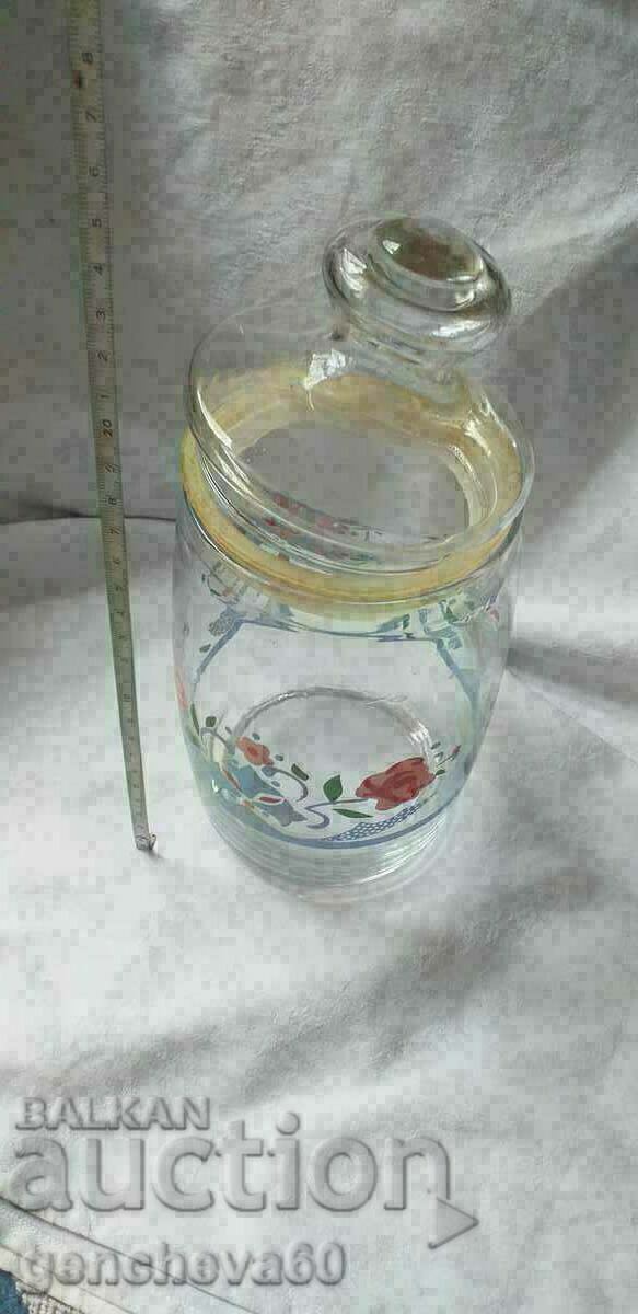 Delivery of Vintage large painted glass kitchen jar Delivery of Vintage large painted glass kitchen jar