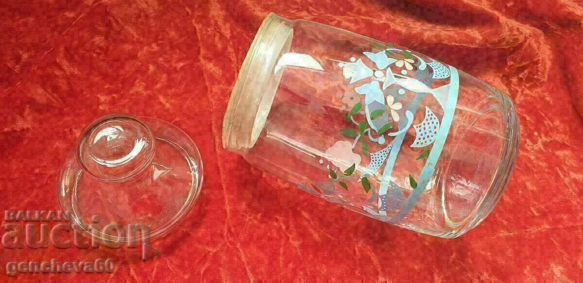 Vintage large painted glass kitchen jar - 5 Vintage large painted glass kitchen jar - 5