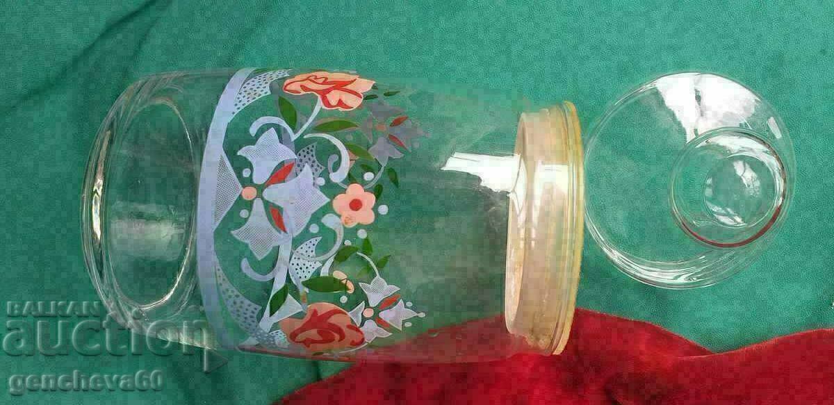 Vintage large painted glass kitchen jar - 6 Vintage large painted glass kitchen jar - 6