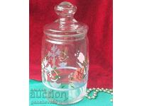 Old large painted glass kitchen jar
