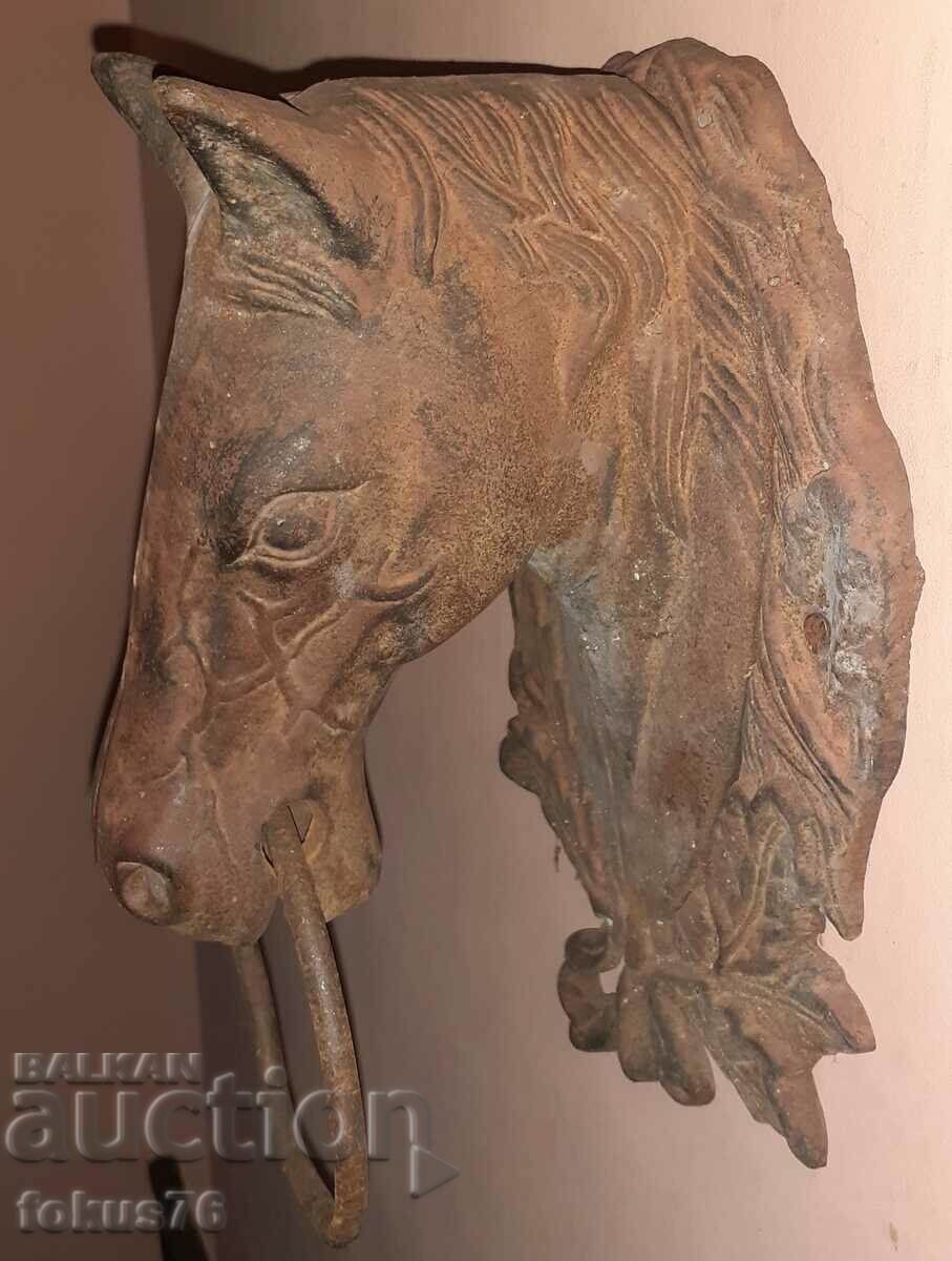 Unique find Old cast iron horse head door knocker