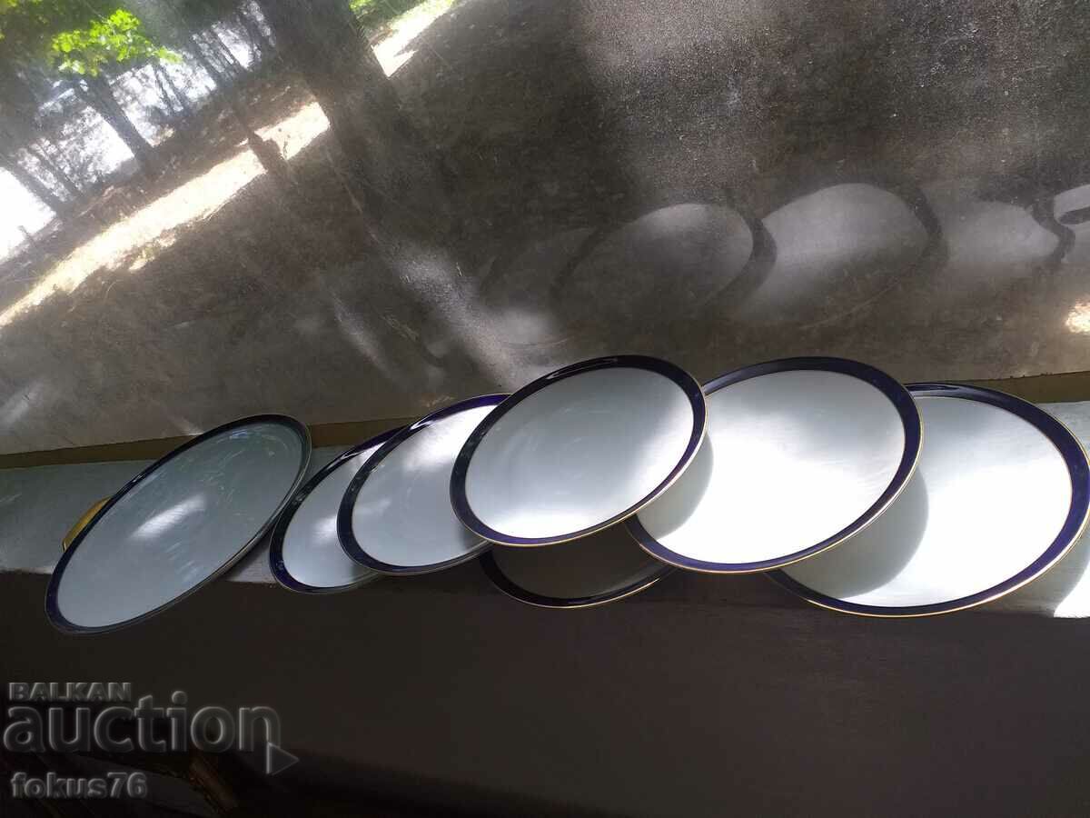 Porcelain Edelstein Bavaria gold cobalt lot 6 plates and platter - 5 Porcelain Edelstein Bavaria gold cobalt lot 6 plates and platter - 5