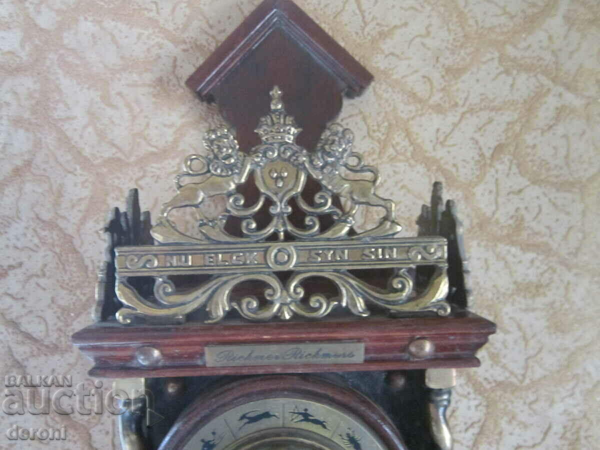 Unique bronze barometer with thermometer in a box - 6