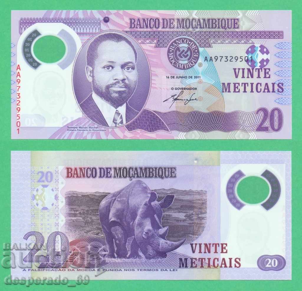 (¯`'•.¸ MOZAMBIQUE 20 meticai 2011 UNC ¸.•'´¯) (¯`'•.¸ MOZAMBIQUE 20 meticai 2011 UNC ¸.•'´¯)