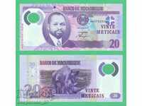 (¯`'•.¸ MOZAMBIQUE 20 meticai 2011 UNC ¸.•'´¯)