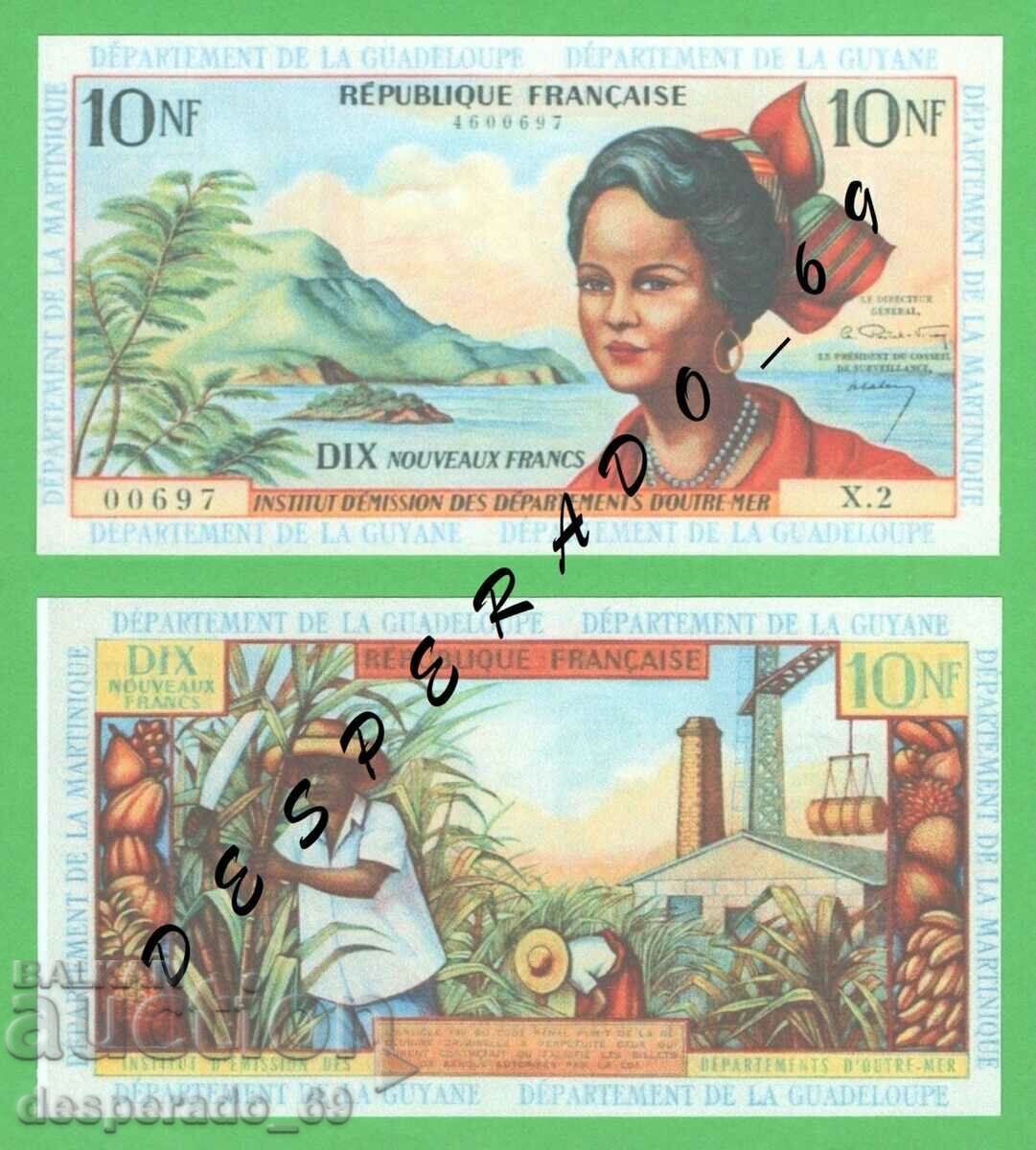 (¯`'•.¸(reproducere) ANTILE FRANCEZE 10 franci 1963 UNC