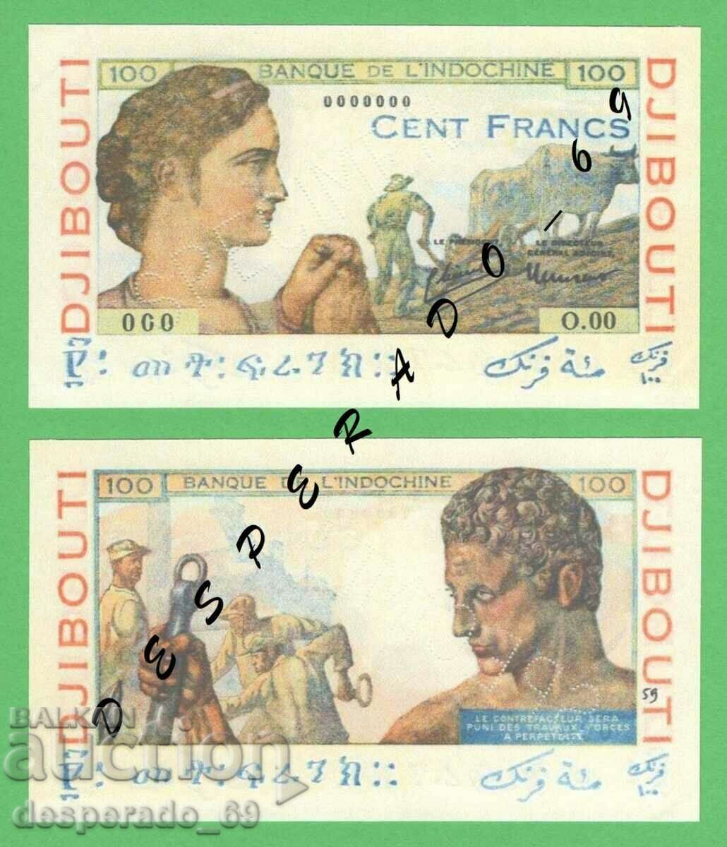 (¯`'•.¸(reproduction) FR. SOMALILAND 100 francs 1946 UNC