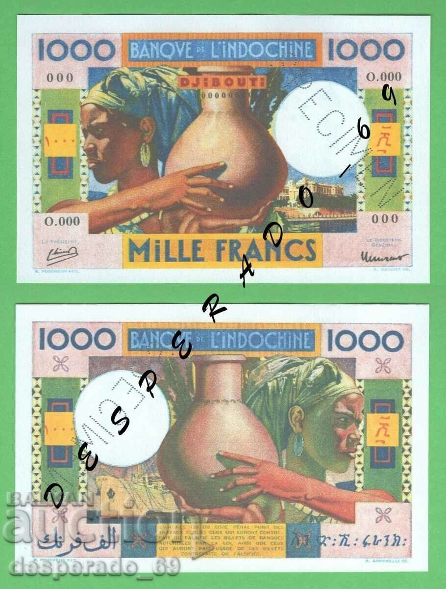 (¯`'•.¸(reproduction) FR. SOMALILAND 1000 francs 1946 UNC