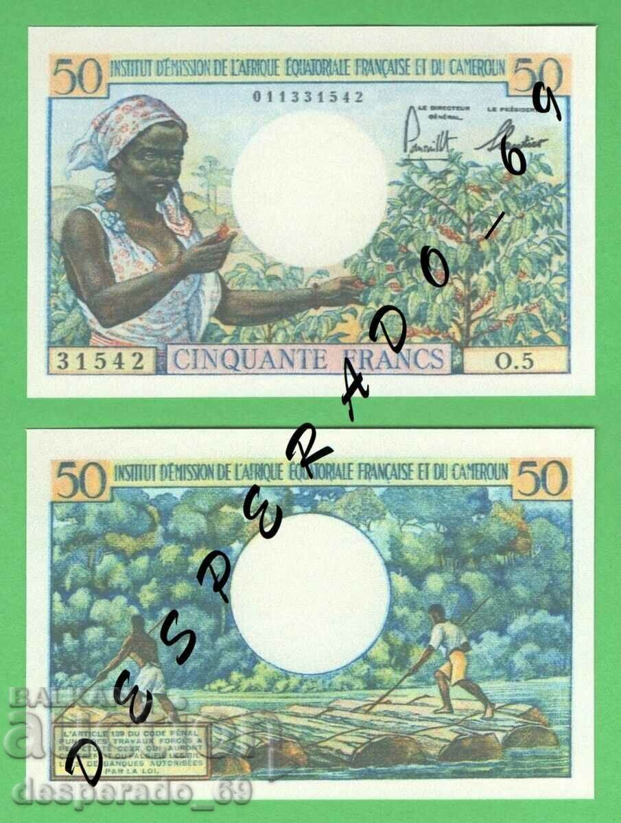 (¯`'•.¸(reproducere) FR. EQU. AFRICA 50 franci 1957 UNC