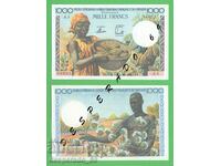 (¯`'•.¸(репродукция)  ФР. ЕКВ. АФРИКА  1000 франка 1957  UNC